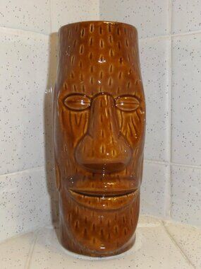 Vintage Ceramic Moai Tiki Mug Hawaiian mcm retro tiki room barware